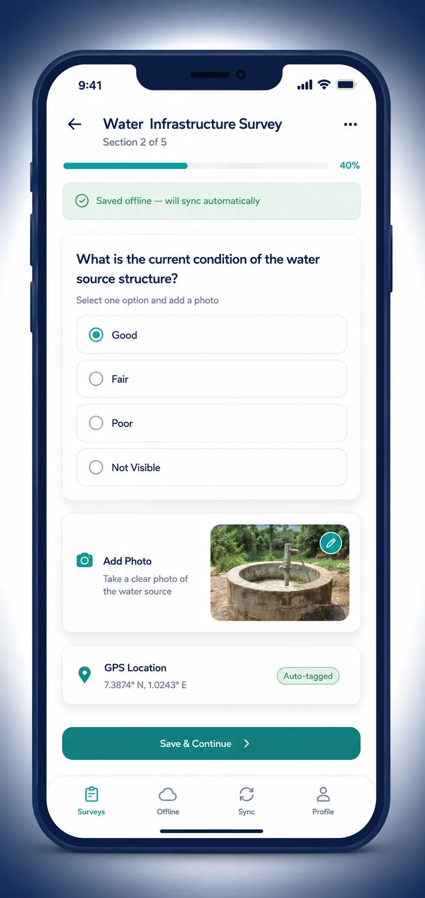 Mobile field data collection workflow